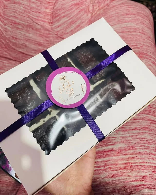 Special fudge brownies with heart emojis for your loved ones made with love and care - Heartfelt Gift Brownies Karachi By Whisk And Sift